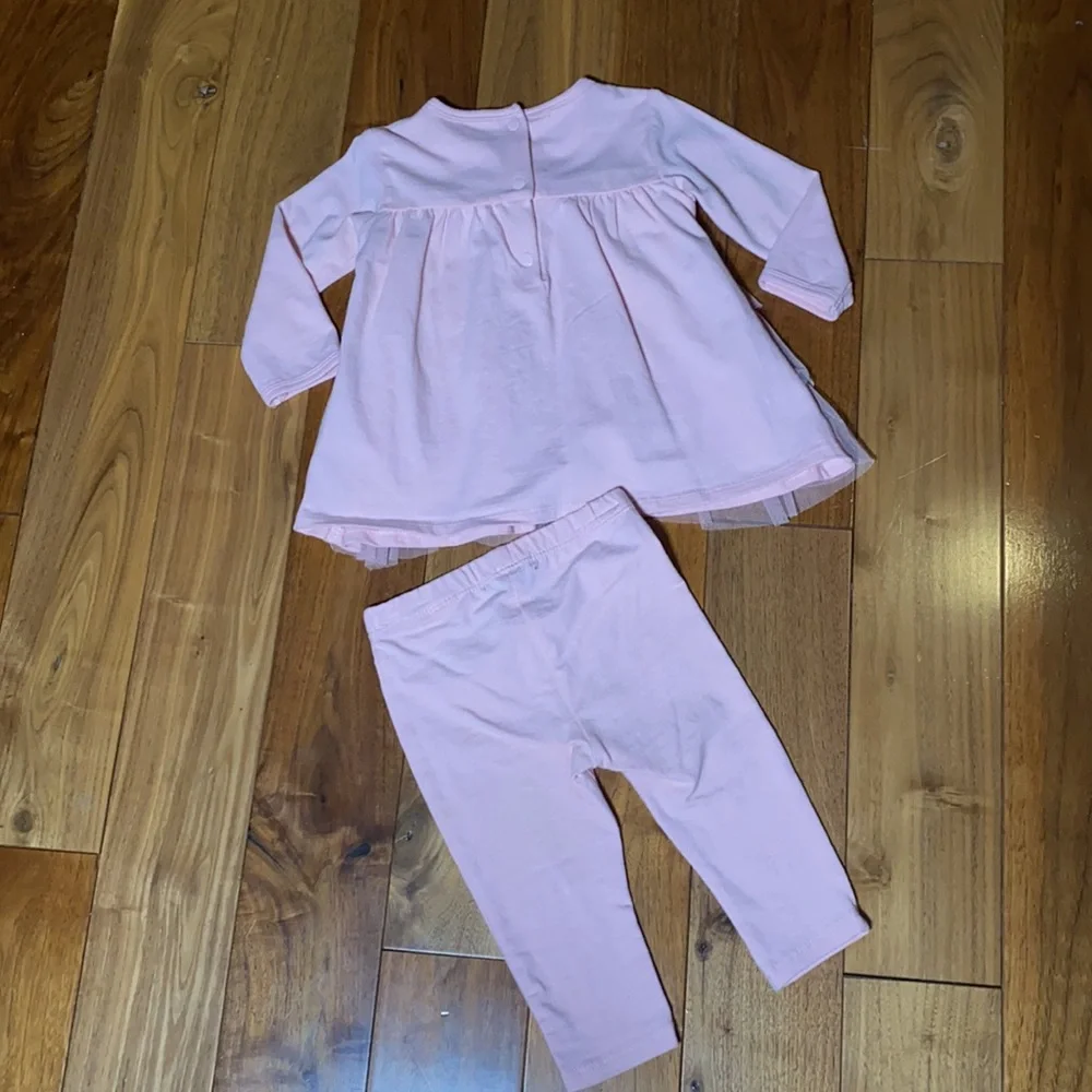 Wendy Bellissimo Baby Girl Pink Tunic Capri Set 9M Cottagecore Tulle Outfit